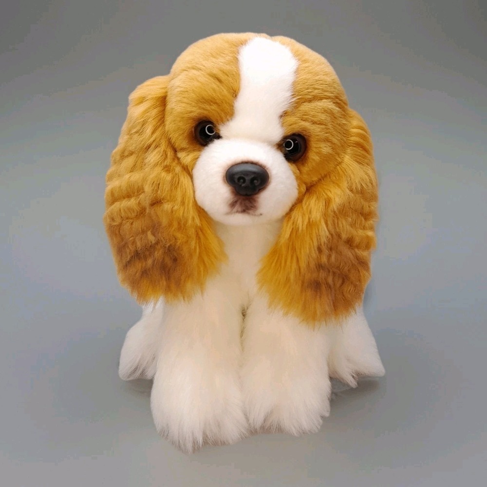 Demdaco Cavalier King Charles Spaniel Plush 8" Sitting Realistic Stuffed Dog